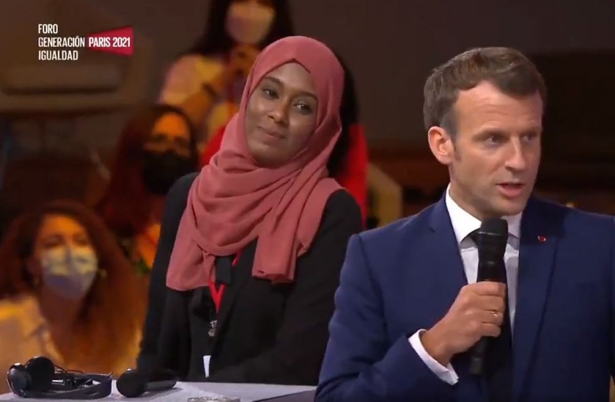 Emmanuel Macron takes headscarves live on air #1