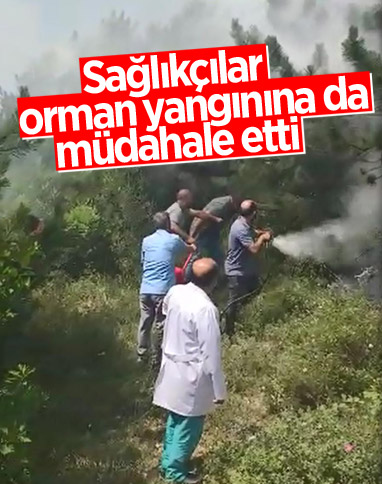 Kocaeli'de çıkan orman yangınına sağlık çalışanları müdahale etti 