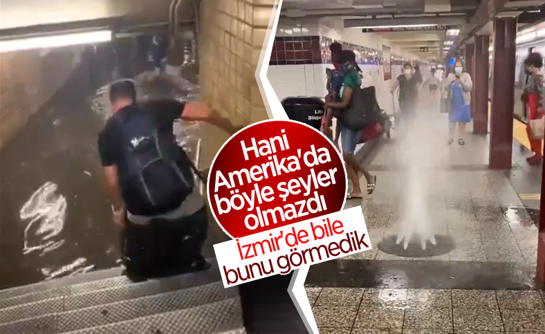 Aşırı yağışlar sonucu altyapısı çöken New York metrosunu su bastı