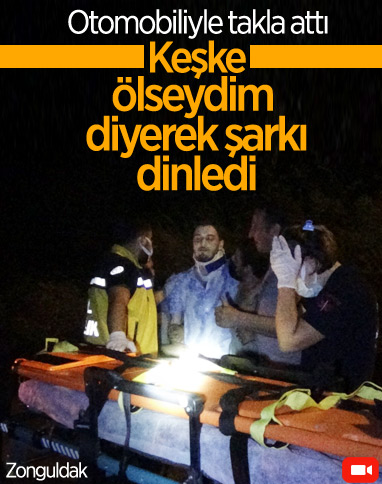 Zonguldak'ta kaza yapan sürücü, müzik açıp dinledi