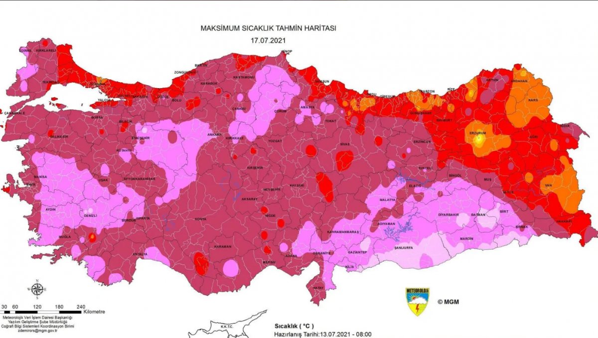 meteoroloji uyardi hava sicakligi kac derece olacak