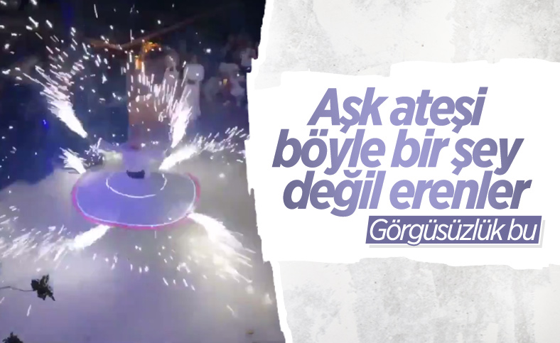 Düğündeki semazen, parti volkanıyla gösteri yaptı
