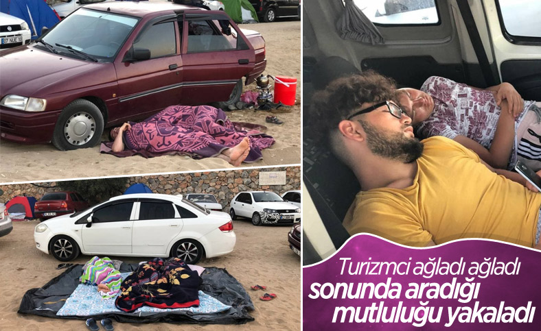 Antalya'da otellerde yer kalmayınca tatilciler dışarıda yattı