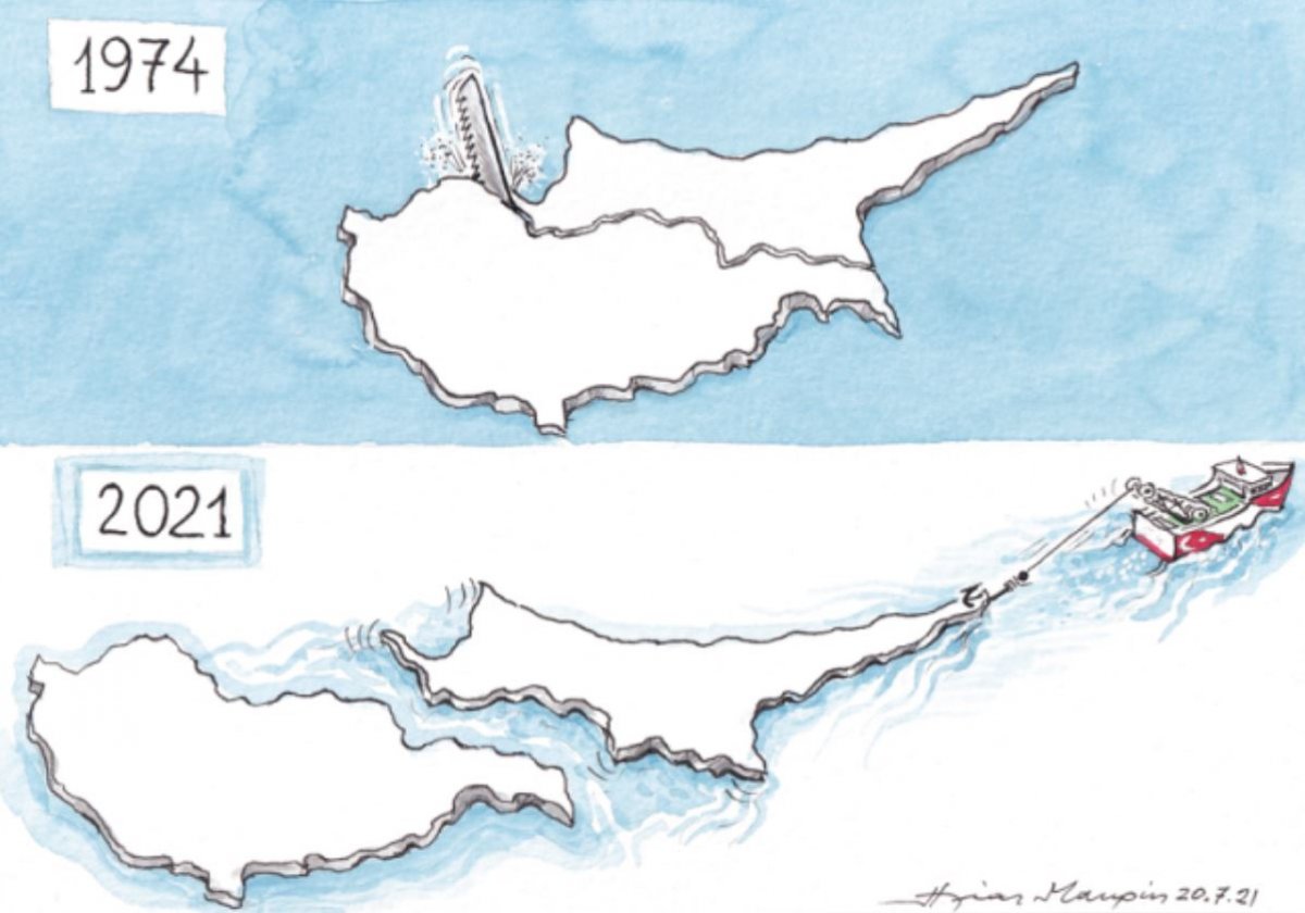 Yunan basınından Kıbrıs adası karikatürü #1