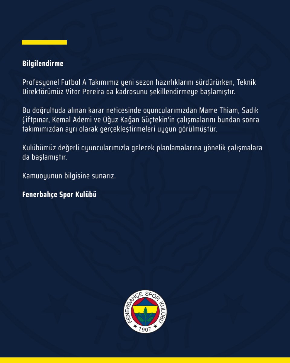 Fenerbahçe de 4 futbolcu kadro dışı bırakıldı #2
