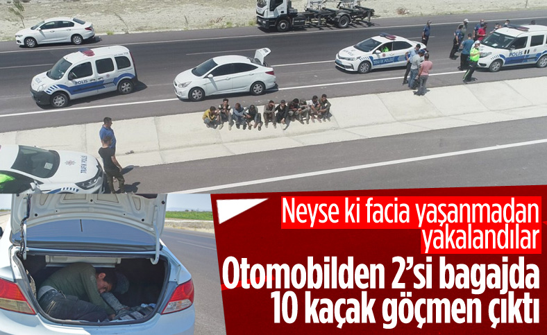 Konya'da otomobilde 10 kaçak göçmen yakalandı