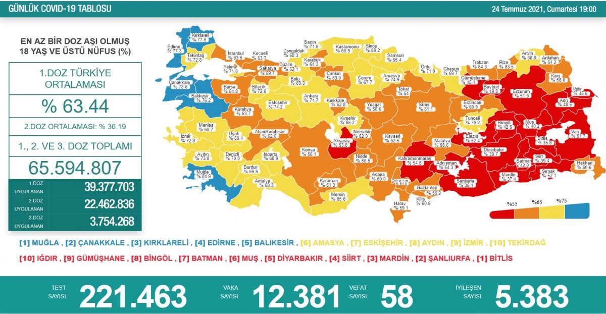 24 Temmuz Türkiye de koronavirüs tablosu  #1