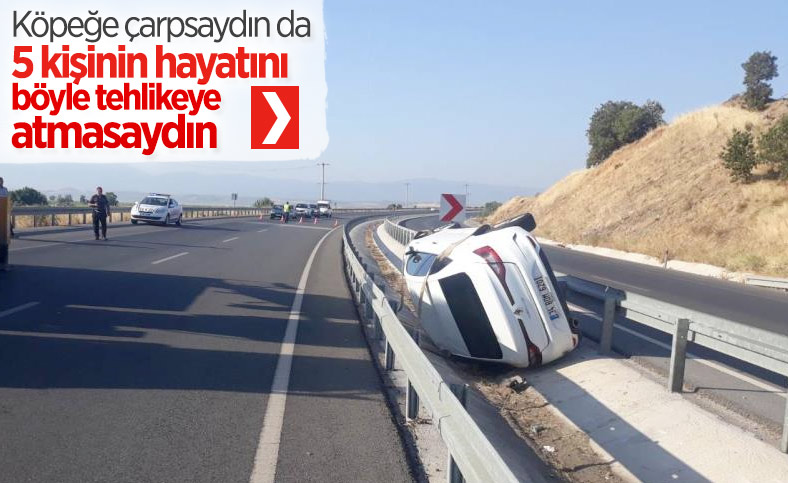 Manisa'da şoför, köpeğe çarpmamak için kaza yaptı