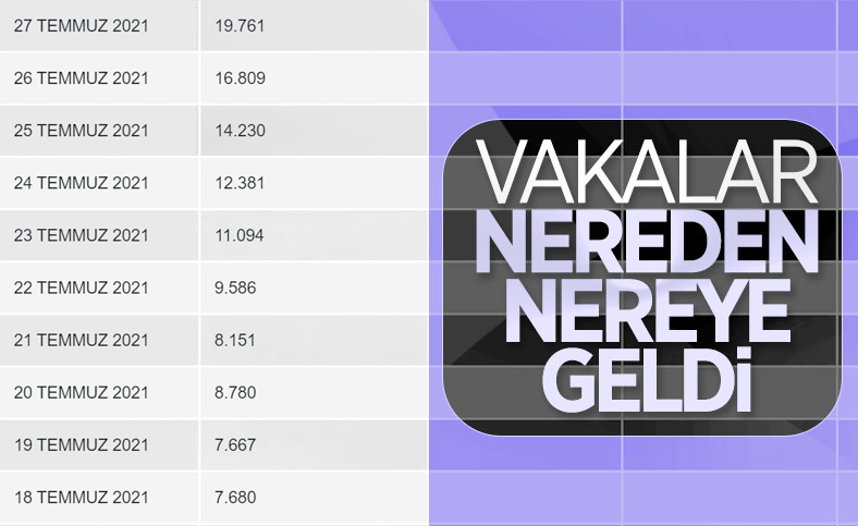Bayram tatili döneminde değişen koronavirüs vaka tablosu