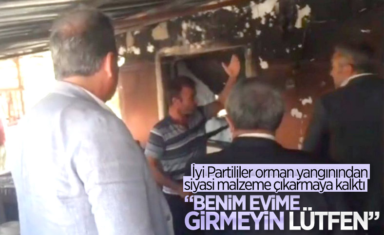 Osmaniye'deki vatandaş, yanan evine İyi Partili heyetin girmesini istemedi