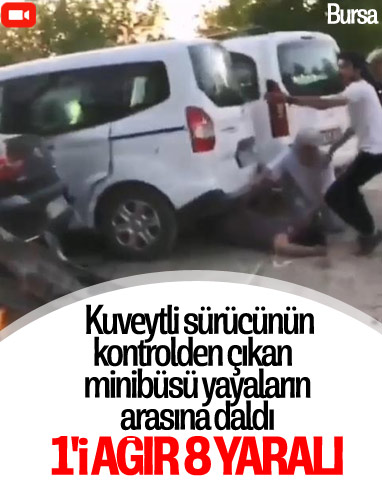 Bursa'da, minibüs yayaların arasına daldı