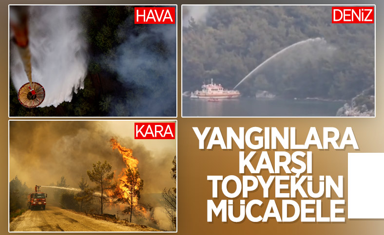 Muğla’daki yangınlara denizden gemilerle müdahale edildi
