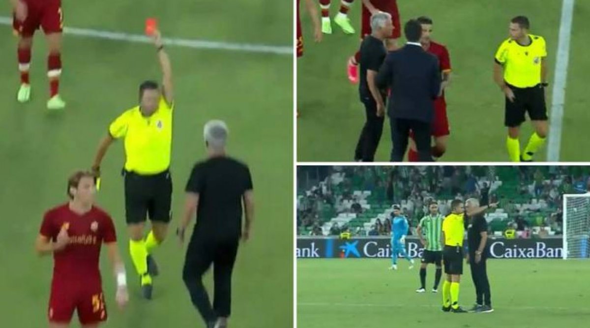Real Betis - Roma maçında Mourinho ve 3 oyuncusu atıldı #4