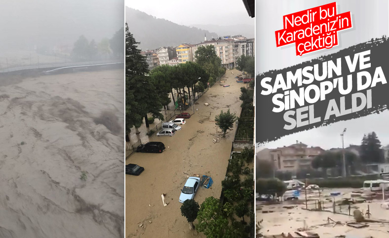 Sinop ve Samsun'da sağanak yağış, seli beraberinde getirdi