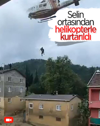 Sinop'ta selde mahsur kalanlar helikopterle kurtarıldı 