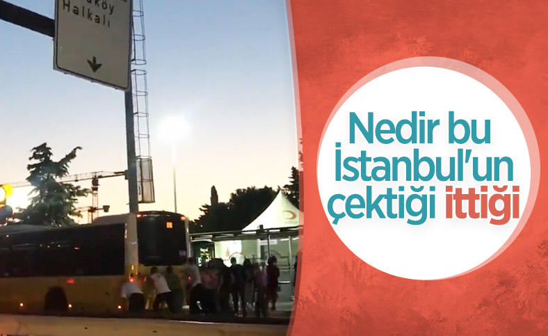 İstanbul'da vatandaşlardan otobüs arızasına tepki