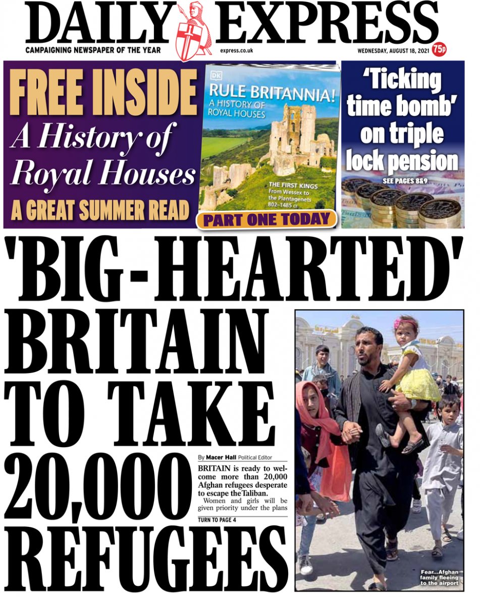 The decision to accept 20 thousand Afghan asylum seekers #1 in the British press