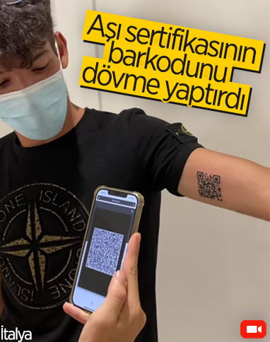 İtalyan genç, koronavirüs aşı sertifikasının barkodunu koluna dövme yaptırdı