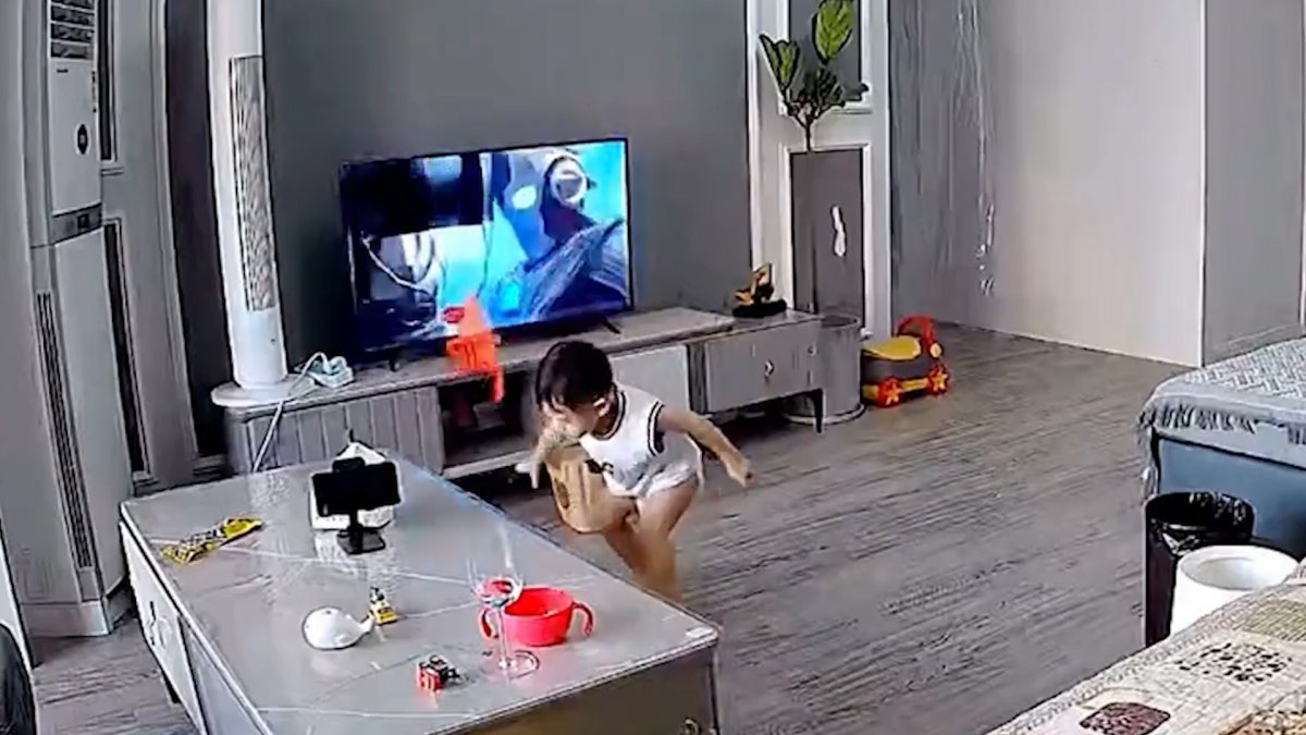 In China, he broke the TV while trying to help the hero in the movie #1