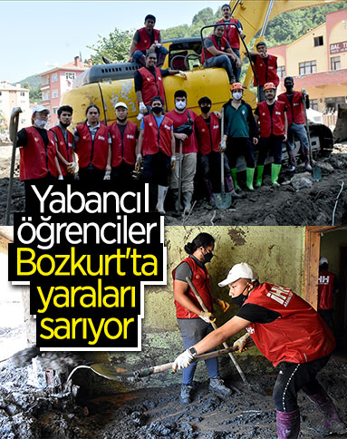Türkiye'de eğitim alan yabancı öğrenciler Bozkurt'a yardıma gitti 