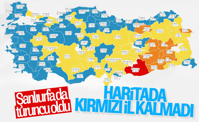 Türkiye korona haritasında kırmızı il kalmadı