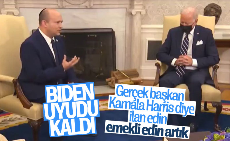 Joe Biden, Naftali Bennett görüşmesinde uyudu
