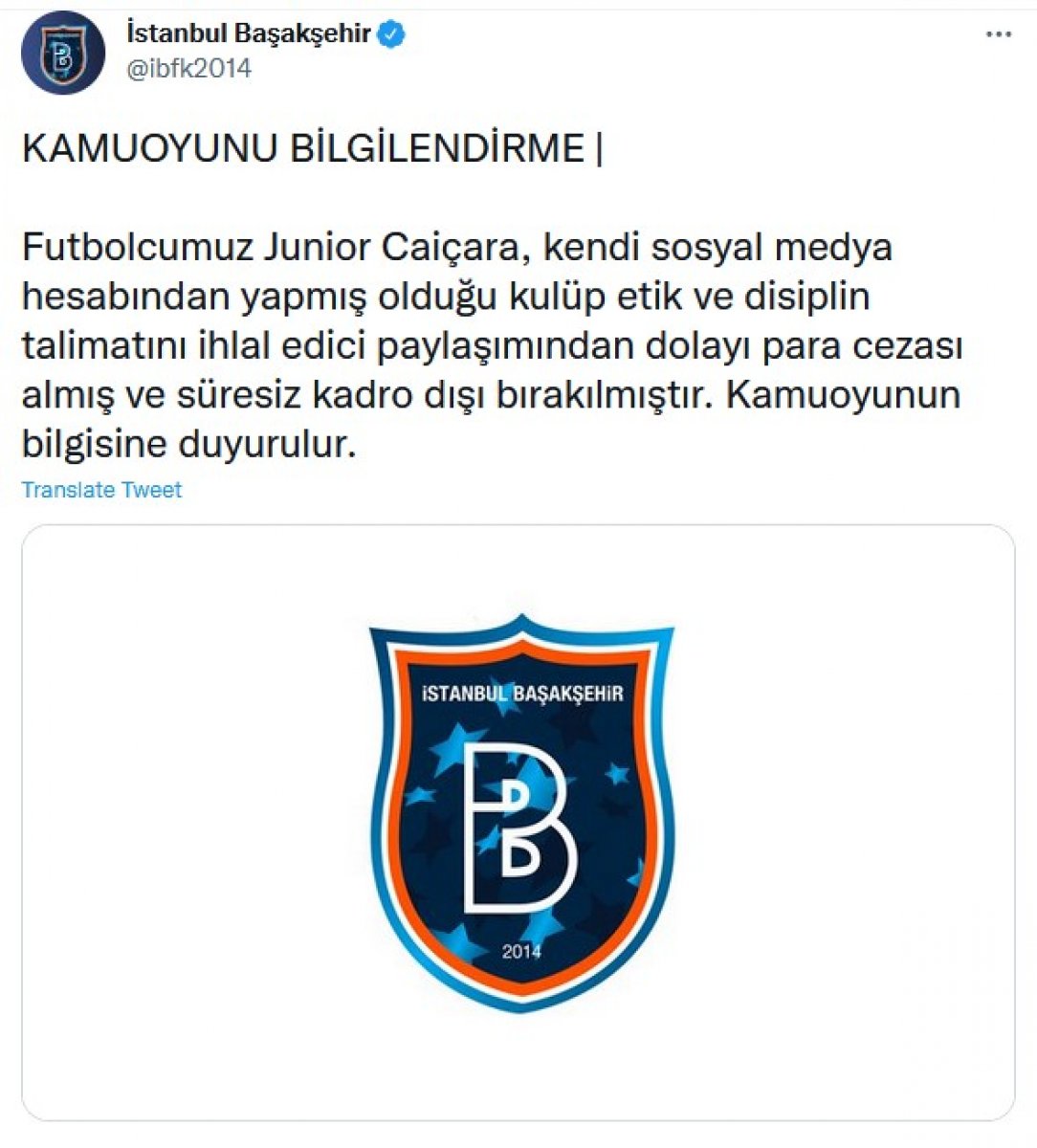 Başakşehir de Caicara kadro dışı bırakıldı #2