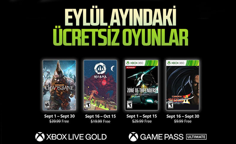 Xbox Live Gold eylül ayı ücretsiz oyunları