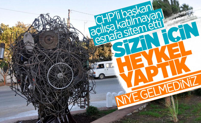 CHP'li Datça Belediyesi'nin Sanayi Ağacı heykelinin açılışı, kimse gelmeyince ertelendi
