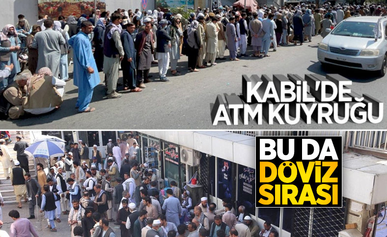 Kabil'de yeniden açılan döviz bürolarına Afgan halkı yoğun ilgi gösterdi