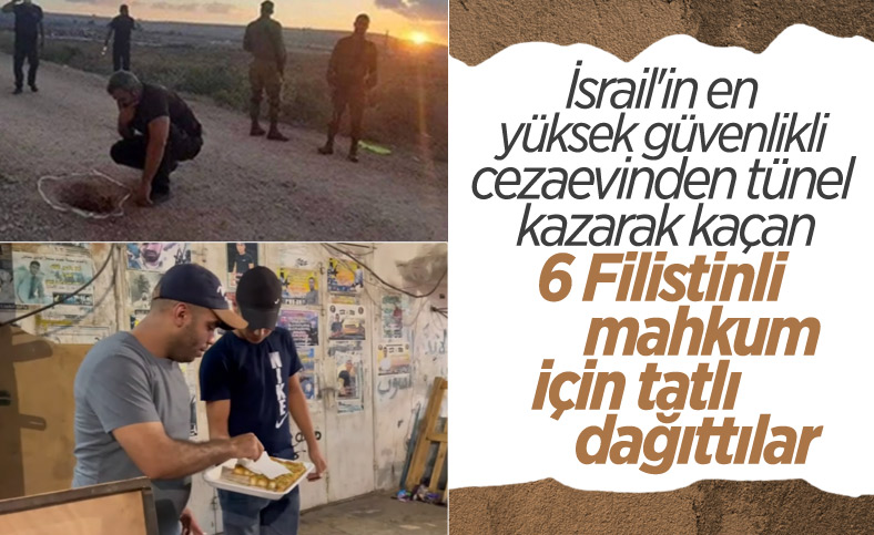 İsrail'de 6 Filistinli hapishaneden kaçınca sokakta tatlı dağıtıldı