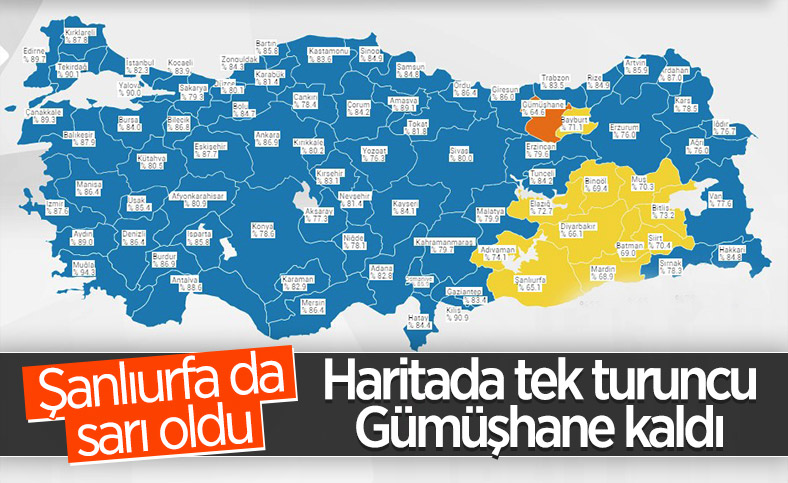 Koronavirüs Risk Haritası'nda 'turuncu' renkli tek il: Gümüşhane