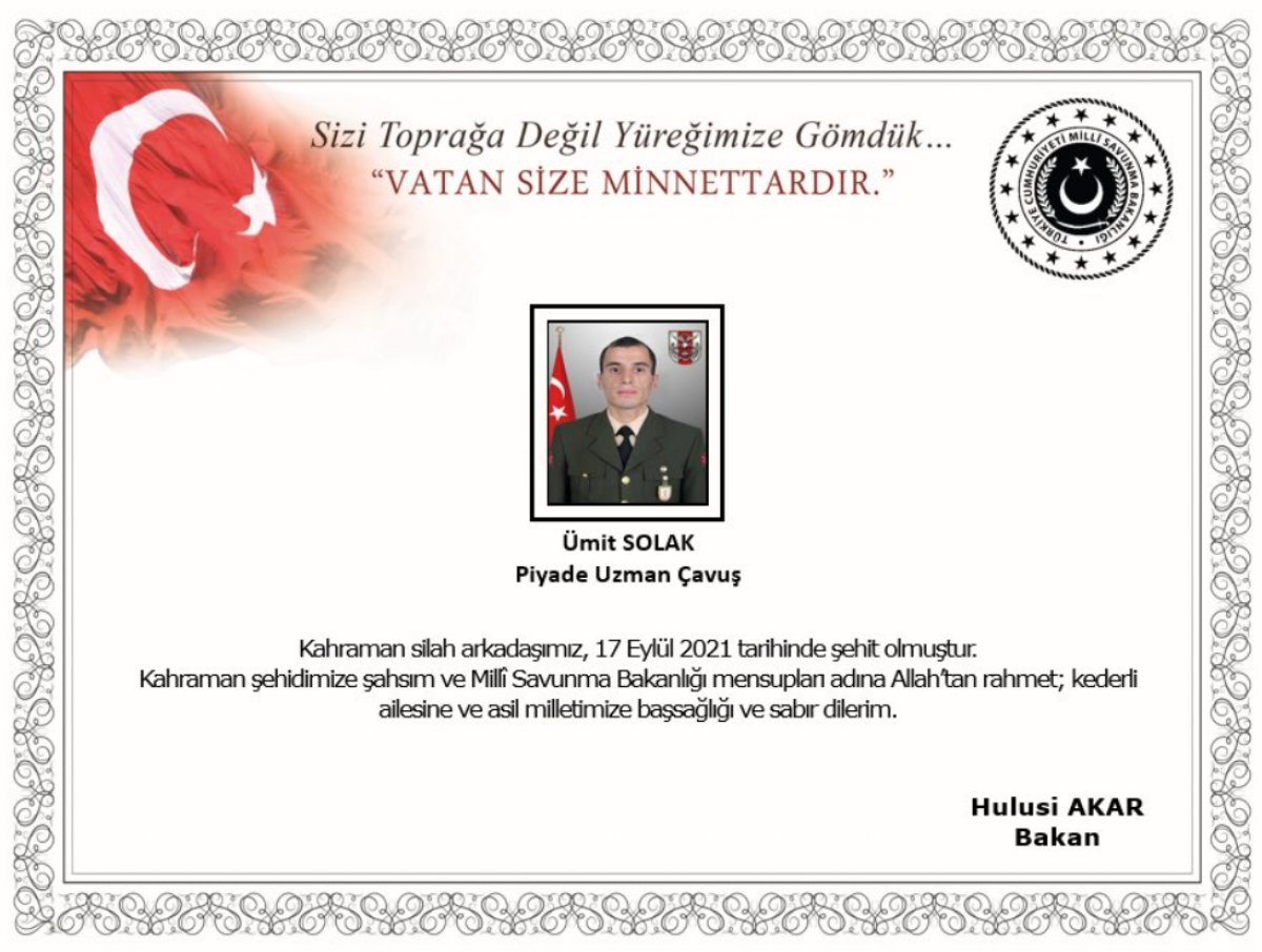 Avaşin bölgesinde 1 askerimiz şehit oldu #1