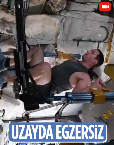 Fransız astronotun uzayda egzersiz yaptığı anlar 