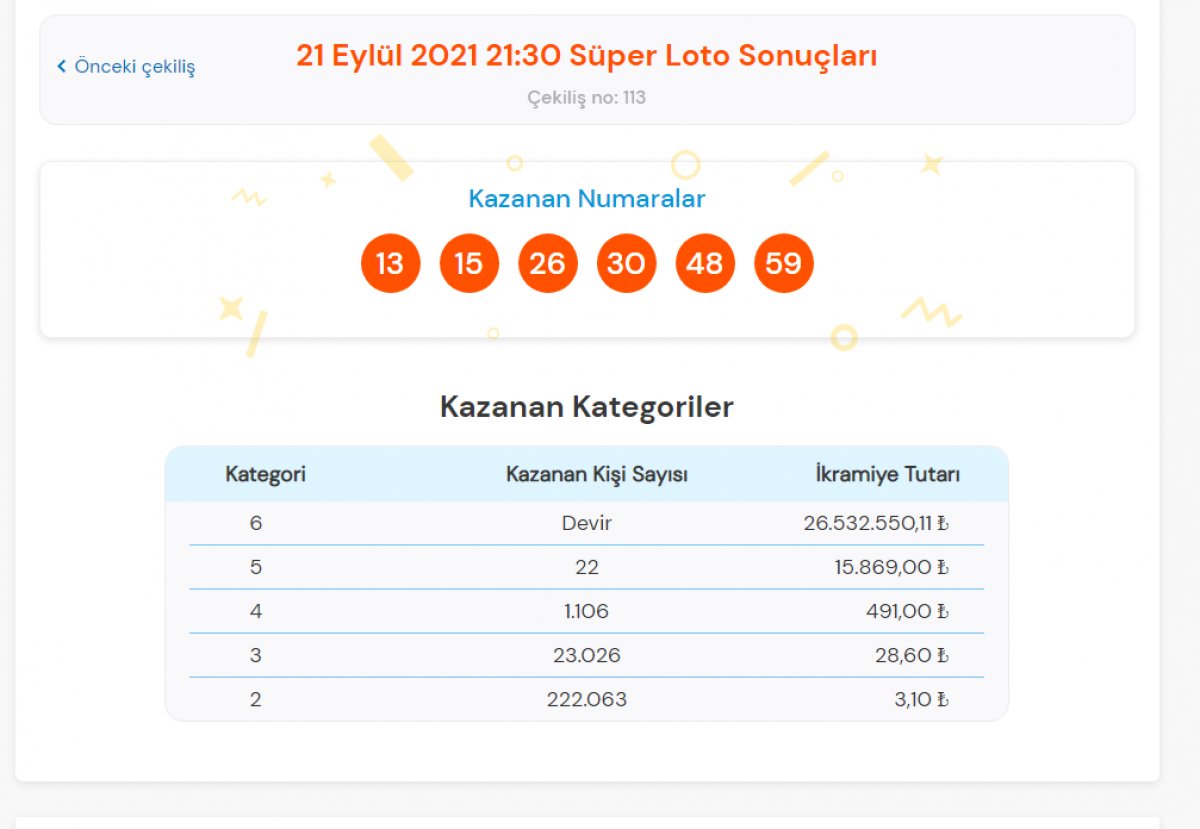 Süper Loto bilet sorgulama ekranı #1