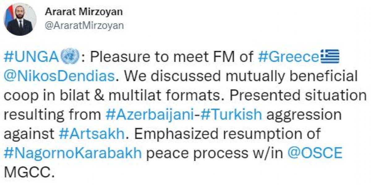 Nikos Dendias, Ermeni mevkidaşı Mirzoyan la Dağlık Karabağ ı görüştü #1