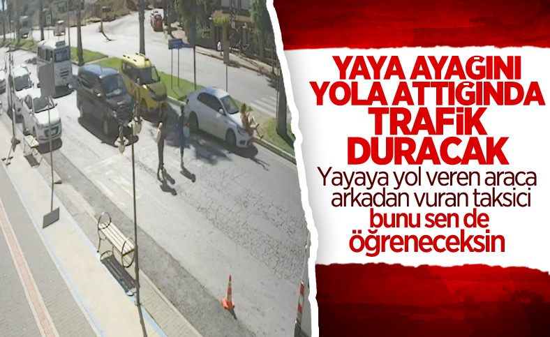 Antalya’da yayalara yol veren otomobile ticari taksi çarptı