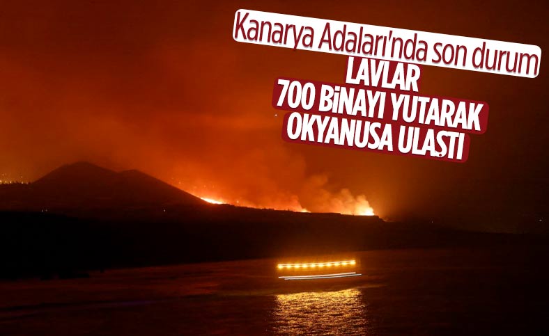 La Palma'da lavlar Atlas Okyanusu'na ulaştı