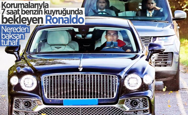 Cristiano Ronaldo İngiltere'de benzin kuyruğunda