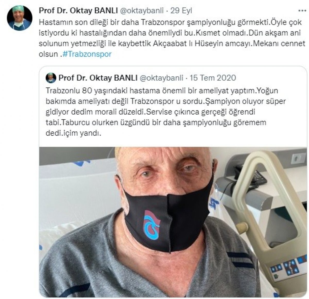 Yoğun bakımda Trabzonspor maçını soran yaşlı adam yaşamını yitirdi #2