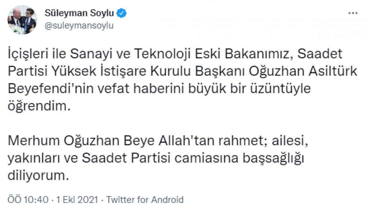 Siyaset dünyasından Oğuzhan Asiltürk için taziye mesajları #9