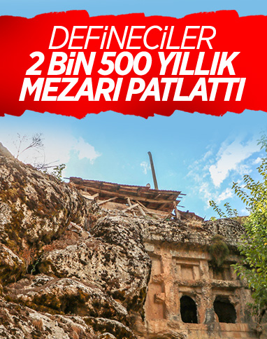 Antalya'daki definecilerin zarar verdiği tarihi mezarlar çöplüğe döndü
