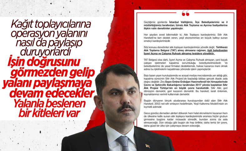 Murat Kurum: Denetimler atık toplayanlara değil tesislere yönelik