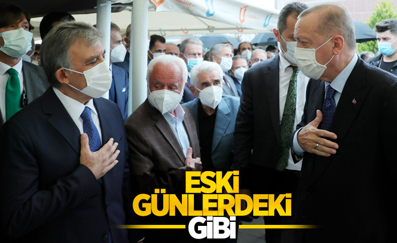 Cumhurbaşkanı Erdoğan, Abdullah Gül ile cenazede selamlaştı