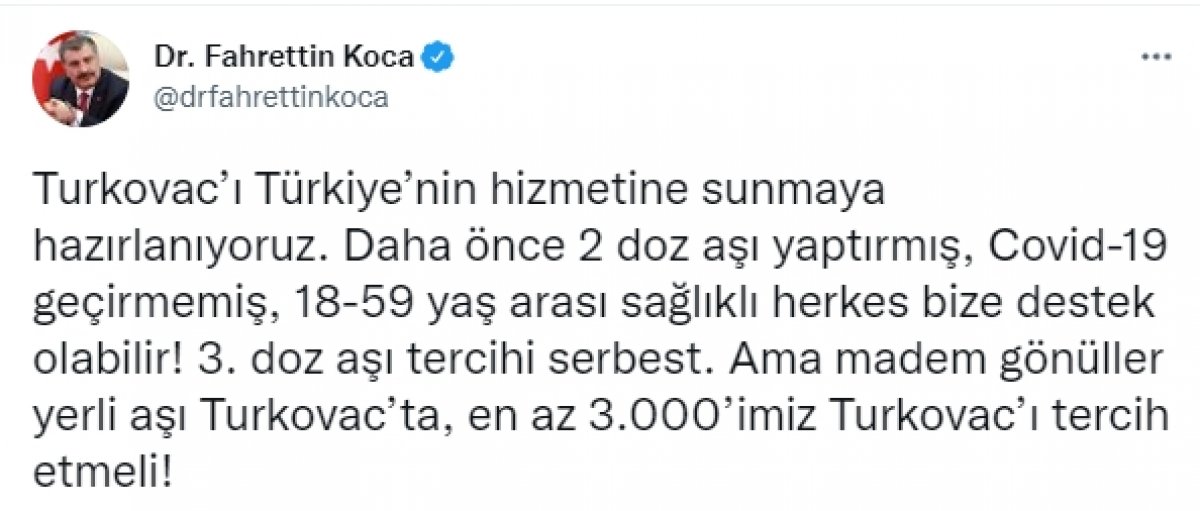 Sağlık Bakanı Fahrettin Koca dan Turkovac çağrısı #2