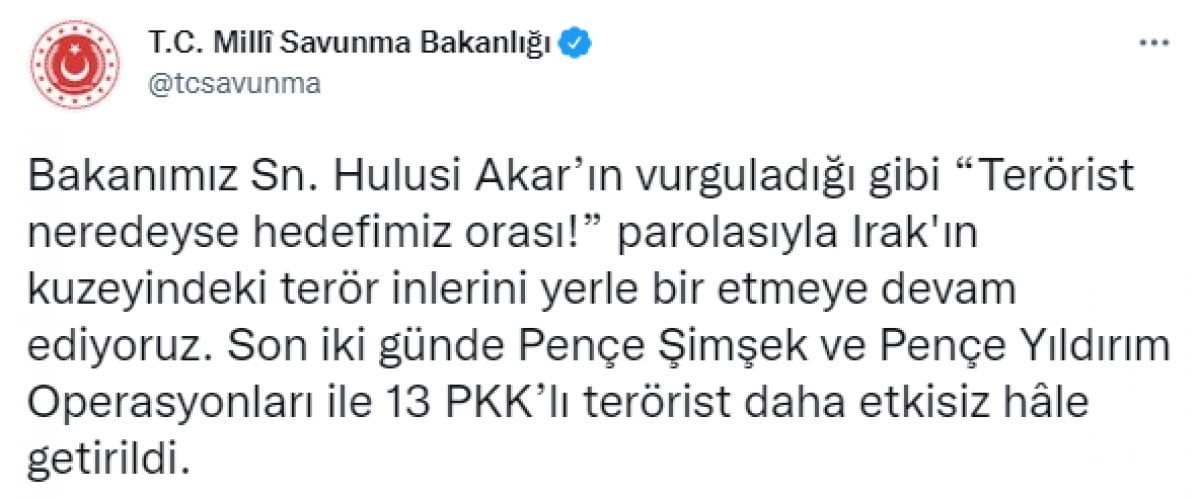 Son iki günde Pençe Operasyonlarıyla 13 PKK lı öldürüldü #2