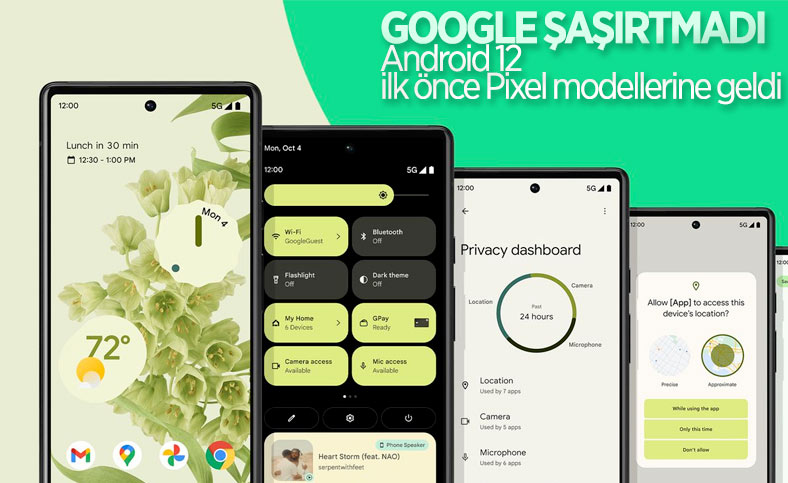 Google Pixel modelleri için Android 12 kullanıma sunuldu