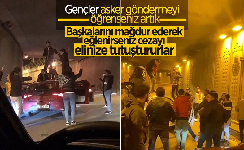İstanbul'da 2 farklı noktada tüneli kapatarak asker eğlencesi yaptılar