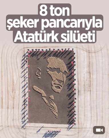Ankara'da fabrika işçileri 8 ton şeker pancarıyla Atatürk silüeti oluşturdu