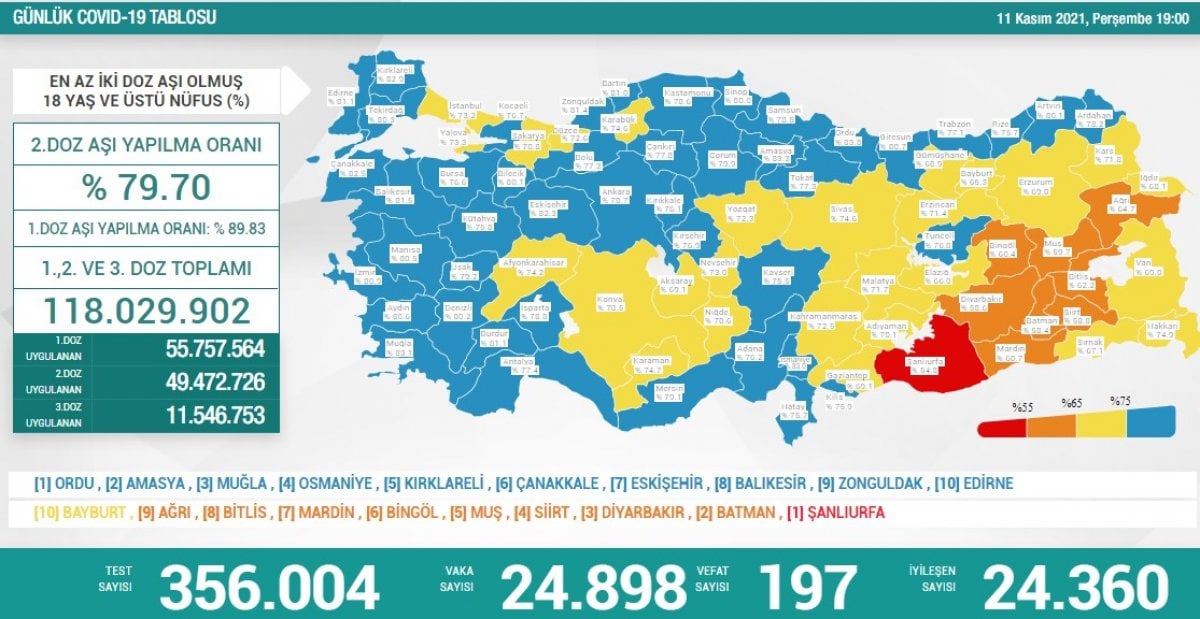 11 Kasım Türkiye nin koronavirüs tablosu #1